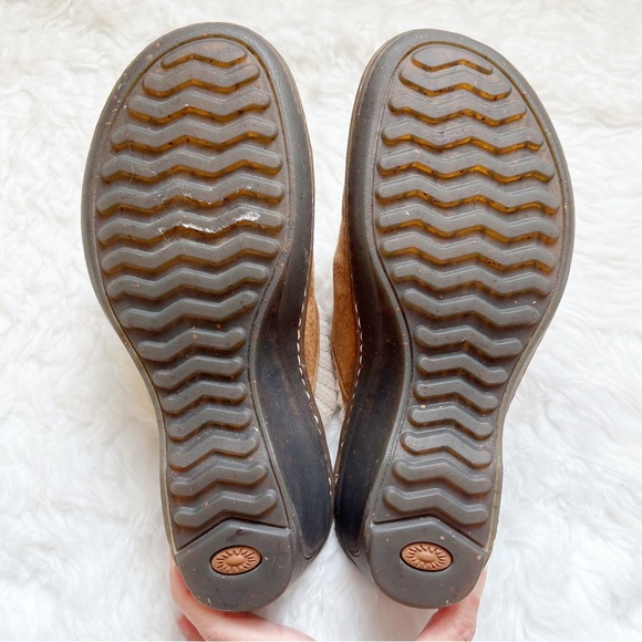 UGG Gael brown suede clog w knit cuff size 7 wedge heel - Picture 6 of 9